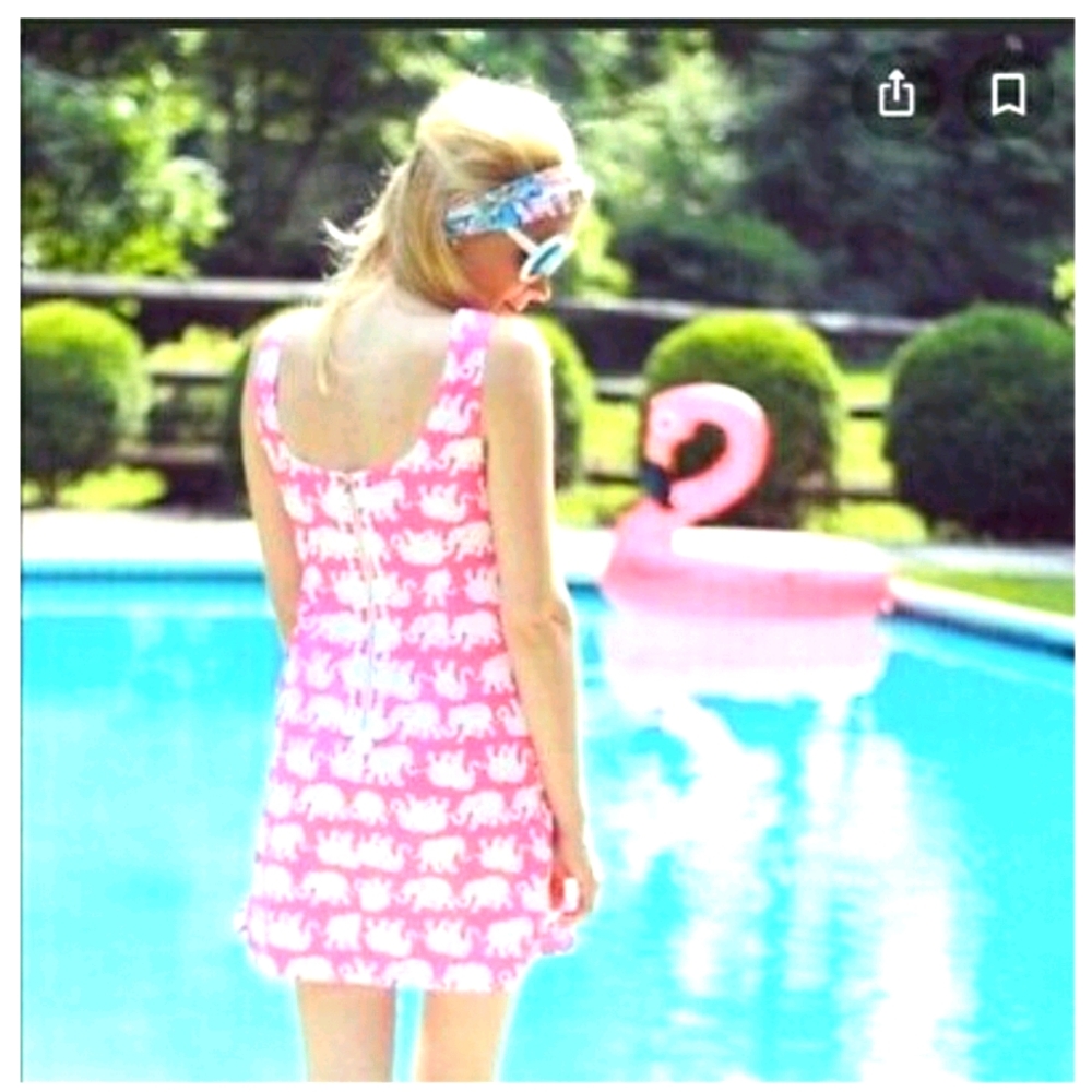 Lilly Pulitzer Delia shift elephant print dresses mini pink white women size 8